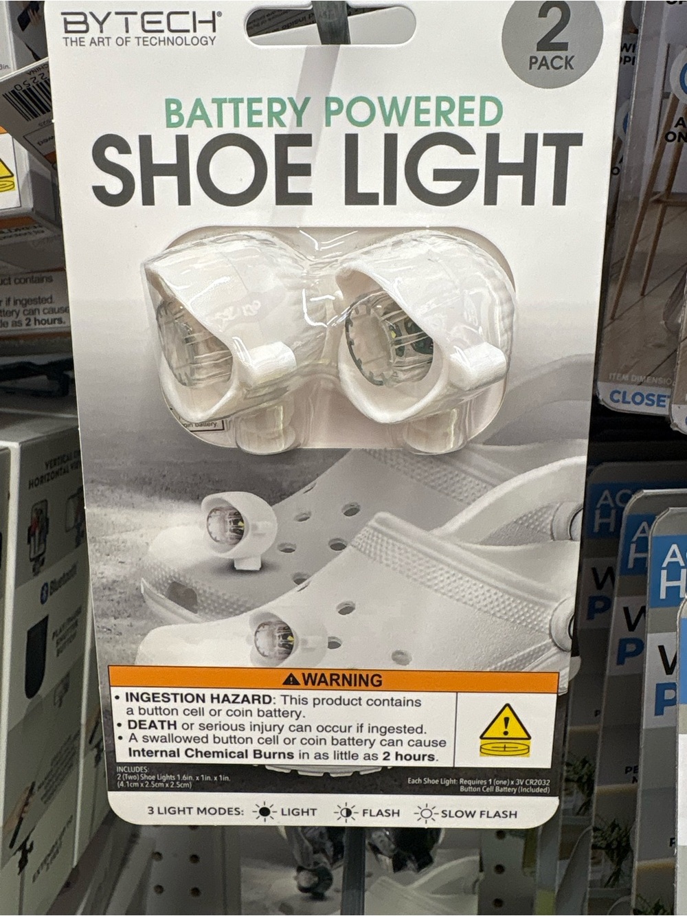 Battery-Powered Shoe Lights — White (2-Pack)